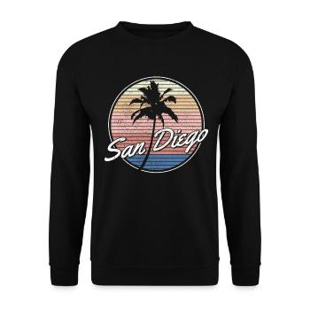 San Diego Kalifornien Vintage Souvenir - Unisex Pullover - Schwarz - Vorne - Alina (178cm) & Michal (187cm)