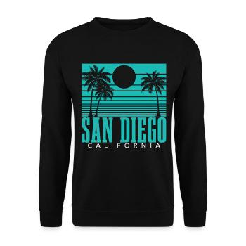 San Diego California Vintage Souvenir - Unisex Sweatshirt - black - Front - Alina (178cm) & Michal (187cm)