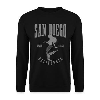 San Diego California Vintage Souvenir - Unisex Sweatshirt - black - Front - Alina (178cm) & Michal (187cm)