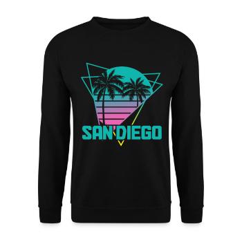 San Diego California Vintage Souvenir - Unisex Sweatshirt - black - Front - Alina (178cm) & Michal (187cm)