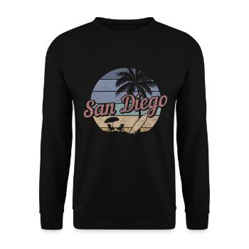 San Diego Kalifornien Vintage Souvenir - Unisex Pullover - Schwarz - Vorne - Alina (178cm) & Michal (187cm)
