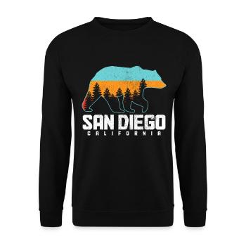 San Diego California Vintage Souvenir - Unisex Sweatshirt - black - Front - Alina (178cm) & Michal (187cm)