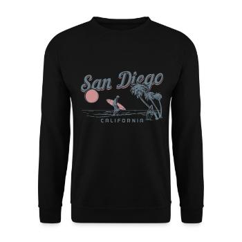 San Diego Kalifornien Vintage Souvenir - Unisex Pullover - Schwarz - Vorne - Alina (178cm) & Michal (187cm)
