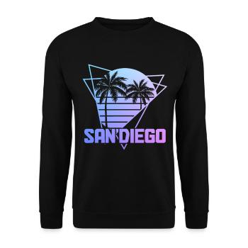 San Diego California Retro Souvenir - Unisex Sweatshirt - black - Front - Alina (178cm) & Michal (187cm)