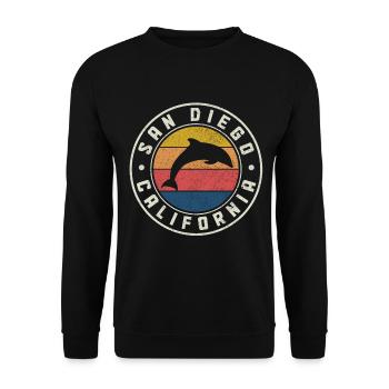 San Diego California Dolphin Souvenir - Unisex Sweatshirt - black - Front - Alina (178cm) & Michal (187cm)