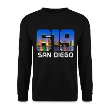San Diego California Vintage Souvenir - Unisex Sweatshirt - black - Front - Alina (178cm) & Michal (187cm)