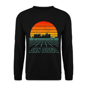San Diego Kalifornien Vintage Souvenir - Unisex Pullover - Schwarz - Vorne - Alina (178cm) & Michal (187cm)