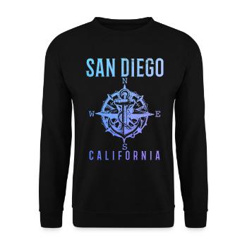 San Diego California Vintage Souvenir - Unisex Sweatshirt - black - Front - Alina (178cm) & Michal (187cm)