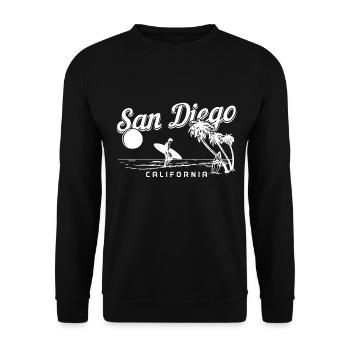 San Diego Kalifornien Surfer Souvenir - Unisex Pullover - Schwarz - Vorne - Alina (178cm) & Michal (187cm)