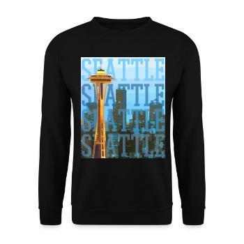 Seattle Washington Souvenir Geschenk - Unisex Pullover - Schwarz - Vorne - Alina (178cm) & Michal (187cm)