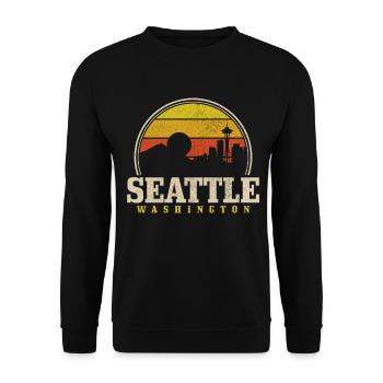 Seattle Washington Souvenir Geschenk - Unisex Pullover - Schwarz - Vorne - Alina (178cm) & Michal (187cm)