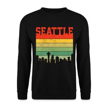Seattle Washington Souvenir Geschenk - Unisex Pullover - Schwarz - Vorne - Alina (178cm) & Michal (187cm)