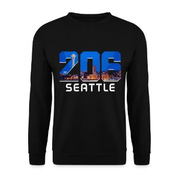 Seattle Washington Souvenir Geschenk - Unisex Pullover - Schwarz - Vorne - Alina (178cm) & Michal (187cm)