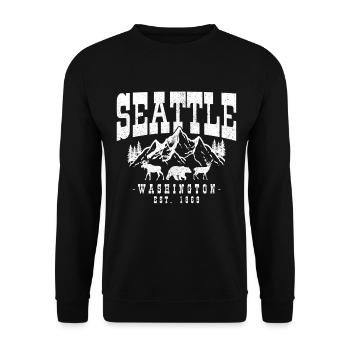 Seattle Washington Souvenir Geschenk - Unisex Pullover - Schwarz - Vorne - Alina (178cm) & Michal (187cm)