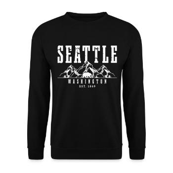 Seattle Washington Souvenir Geschenk - Unisex Pullover - Schwarz - Vorne - Alina (178cm) & Michal (187cm)