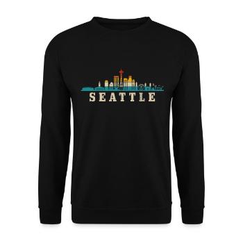 Seattle Washington Souvenir Geschenk - Unisex Pullover - Schwarz - Vorne - Alina (178cm) & Michal (187cm)