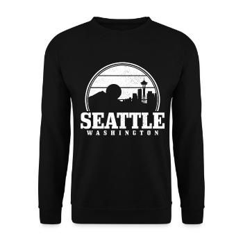 Seattle Washington Souvenir Geschenk - Unisex Pullover - Schwarz - Vorne - Alina (178cm) & Michal (187cm)