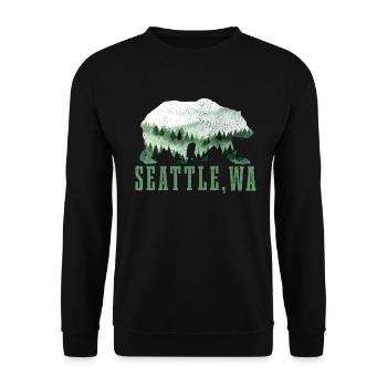 Seattle Washington Souvenir Geschenk - Unisex Pullover - Schwarz - Vorne - Alina (178cm) & Michal (187cm)