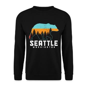 Seattle Washington Souvenir Geschenk - Unisex Pullover - Schwarz - Vorne - Alina (178cm) & Michal (187cm)