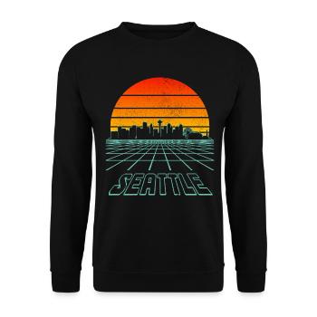 Seattle Washington Souvenir Geschenk - Unisex Pullover - Schwarz - Vorne - Alina (178cm) & Michal (187cm)