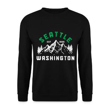Seattle Washington Souvenir Geschenk - Unisex Pullover - Schwarz - Vorne - Alina (178cm) & Michal (187cm)
