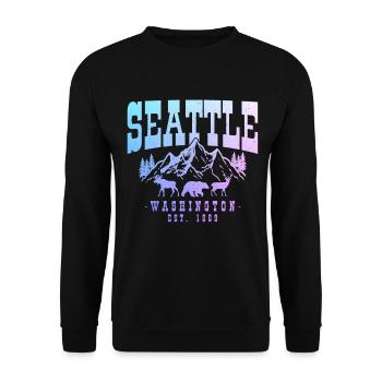 Seattle Washington Souvenir Geschenk - Unisex Pullover - Schwarz - Vorne - Alina (178cm) & Michal (187cm)