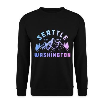 Seattle Washington Souvenir Geschenk - Unisex Pullover - Schwarz - Vorne - Alina (178cm) & Michal (187cm)