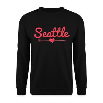 Seattle Washington Souvenir Geschenk - Unisex Pullover - Schwarz - Vorne - Alina (178cm) & Michal (187cm)