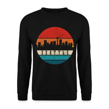 Seattle Washington Souvenir Geschenk - Unisex Pullover - Schwarz - Vorne - Alina (178cm) & Michal (187cm)