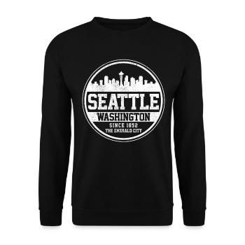 Seattle Washington Souvenir Geschenk - Unisex Pullover - Schwarz - Vorne - Alina (178cm) & Michal (187cm)