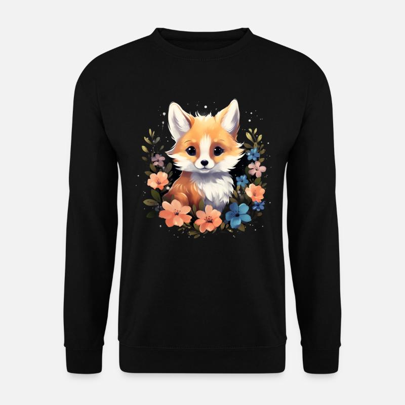 Fox Flowers - Unisex Sweatshirt - black
