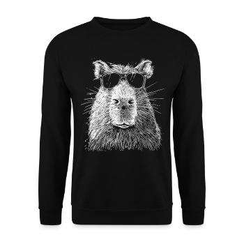 Capybara Lustiges Geschenk - Unisex Pullover - Schwarz - Vorne - Alina (178cm) & Michal (187cm)