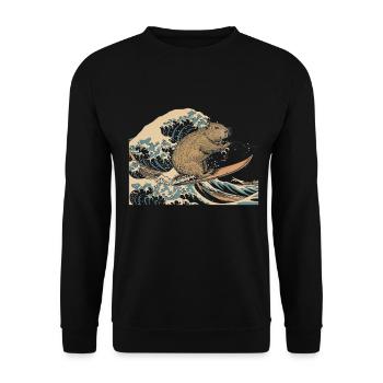 Capybara Lustiges Geschenk - Unisex Pullover - Schwarz - Vorne - Alina (178cm) & Michal (187cm)
