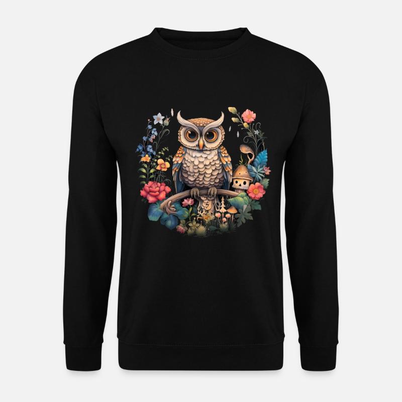 Eule Cottagecore Vintage Geschenk - Unisex Pullover - Schwarz