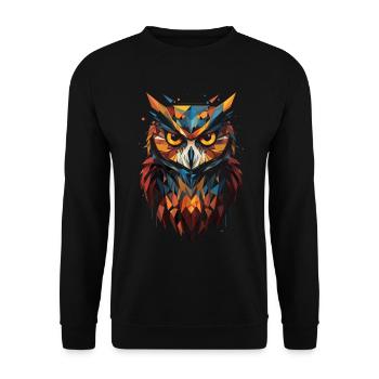 Eule Polygon Vintage Geschenk - Unisex Pullover - Schwarz - Vorne - Alina (178cm) & Michal (187cm)