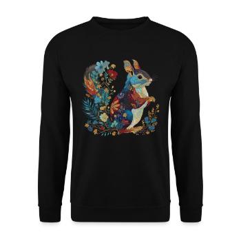 Squirrel Flowers Vintage - Unisex Sweatshirt - black - Front - Alina (178cm) & Michal (187cm)