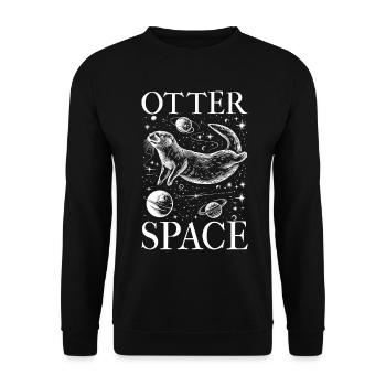 Otter Space Lustig Otter Astronaut - Unisex Pullover - Schwarz - Vorne - Alina (178cm) & Michal (187cm)