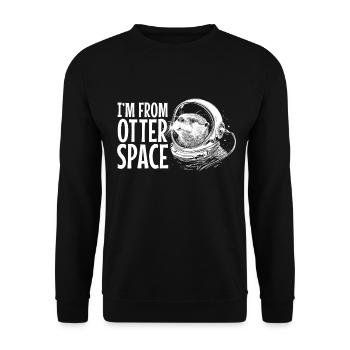 Otter Space Lustig Otter Astronaut - Unisex Pullover - Schwarz - Vorne - Alina (178cm) & Michal (187cm)