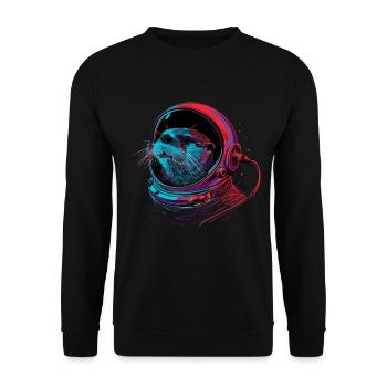 Otter Space Lustig Otter Astronaut - Unisex Pullover - Schwarz - Vorne - Alina (178cm) & Michal (187cm)