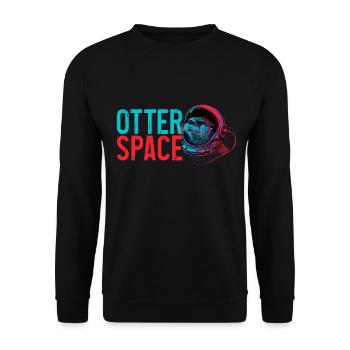 Otter Space Lustig Otter Astronaut - Unisex Pullover - Schwarz - Vorne - Alina (178cm) & Michal (187cm)