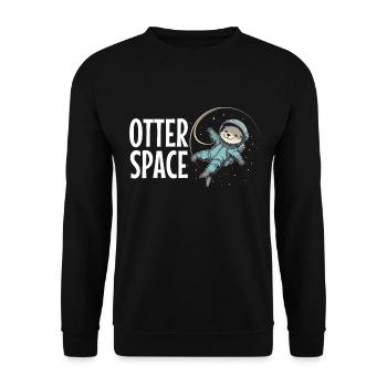 Otter Space Lustig Otter Astronaut - Unisex Pullover - Schwarz - Vorne - Alina (178cm) & Michal (187cm)