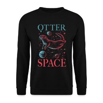 Otter Space Lustig Otter Astronaut - Unisex Pullover - Schwarz - Vorne - Alina (178cm) & Michal (187cm)