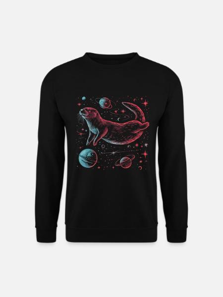 Otter Space Funny Otter Astronaut - Unisex Sweatshirt - black