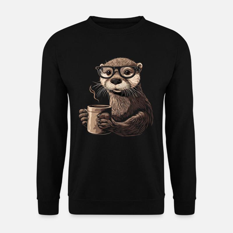 Otter Coffee Funny Gift - Unisex Sweatshirt - black