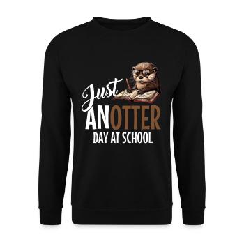 Otter Lustig Geschenk - Unisex Pullover - Schwarz - Vorne - Alina (178cm) & Michal (187cm)