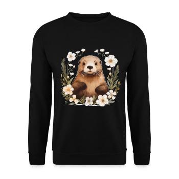 Otter Lustig Geschenk - Unisex Pullover - Schwarz - Vorne - Alina (178cm) & Michal (187cm)