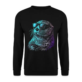Otter Lustig Geschenk - Unisex Pullover - Schwarz - Vorne - Alina (178cm) & Michal (187cm)