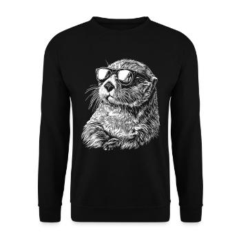 Otter Lustig Geschenk - Unisex Pullover - Schwarz - Vorne - Alina (178cm) & Michal (187cm)