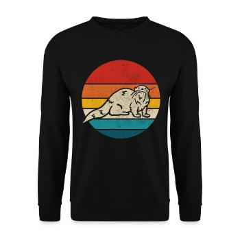 Otter Vintage Geschenk - Unisex Pullover - Schwarz - Vorne - Alina (178cm) & Michal (187cm)