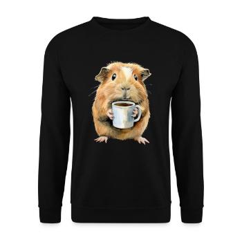 Meerschweinchen Kaffee Lustig Geschenk - Unisex Pullover - Schwarz - Vorne - Alina (178cm) & Michal (187cm)